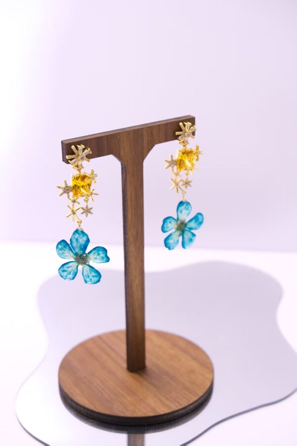 Handmade 925 Sterling Silver Earrings with Real Blue Petals