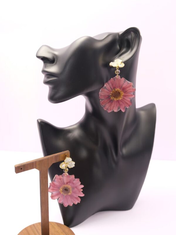 Handmade 925 Sterling Silver Earrings with Real Pressed Dried Flowers