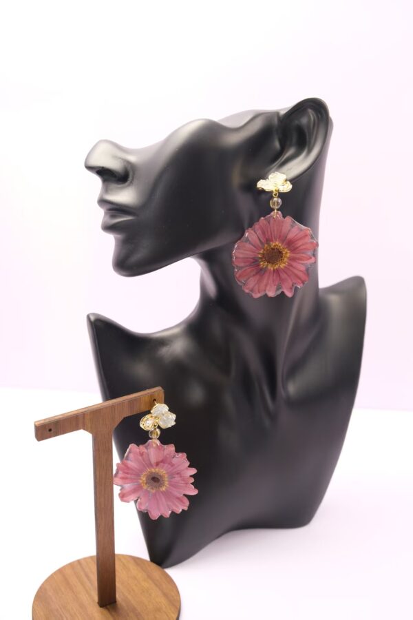 Handmade 925 Sterling Silver Earrings with Real Pressed Dried Flowers