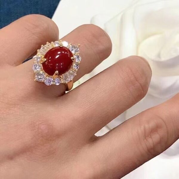 Customized  18K  Red coral ring