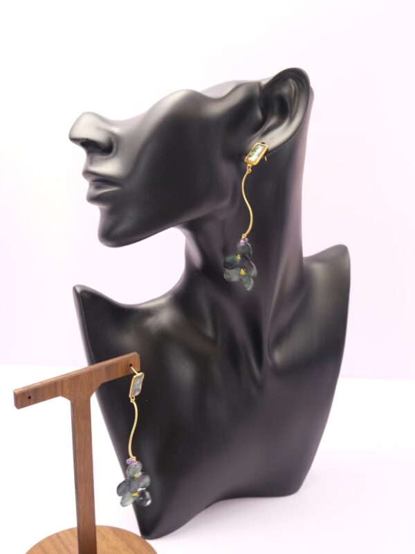 Handmade 925 Sterling Silver Blue Real Flower Dangle Earrings