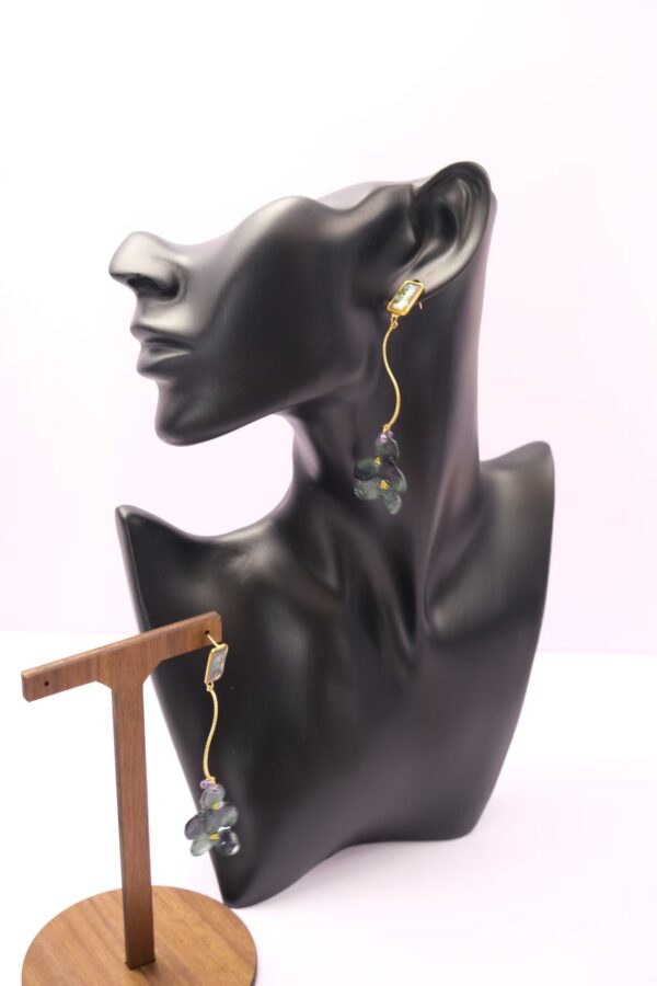 Handmade 925 Sterling Silver Blue Real Flower Dangle Earrings