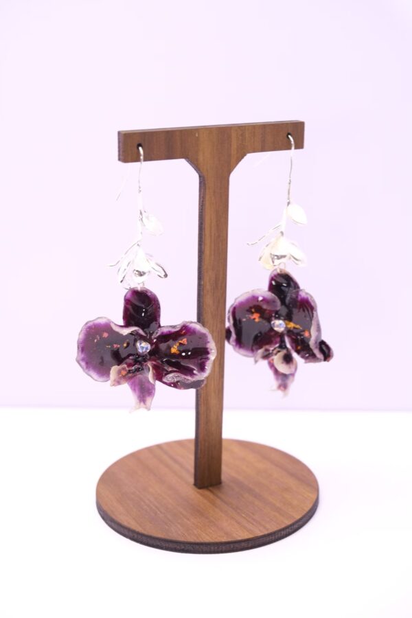 add4c3e3e4aad94661f0fefbb61167f5 Handmade 925 Sterling Silver Earrings with Real Pressed Purple Orchid Flowers