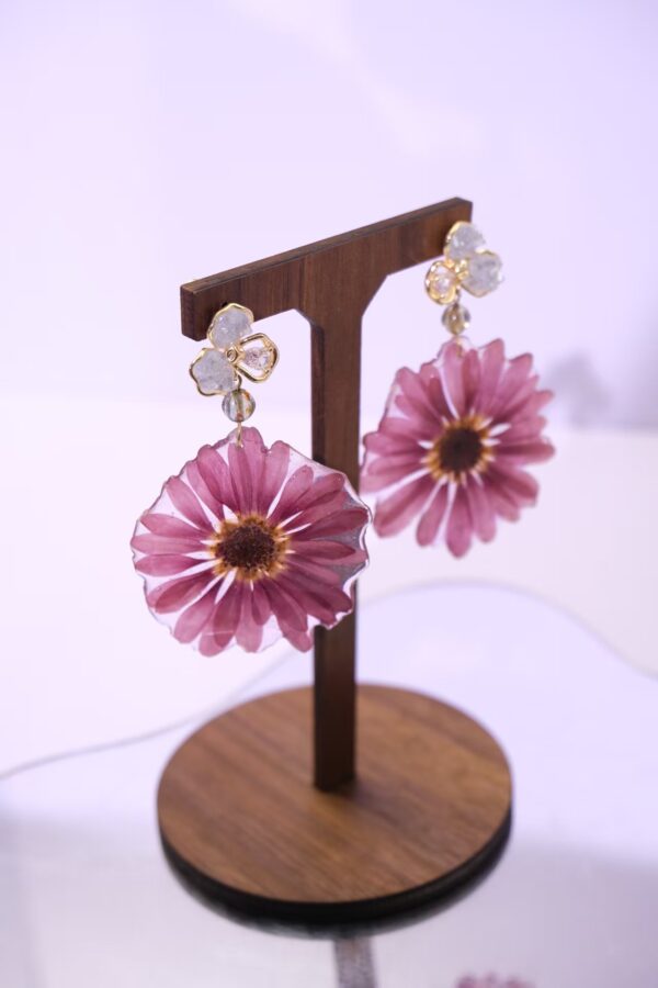 Handmade 925 Sterling Silver Earrings with Real Pressed Dried Flowers