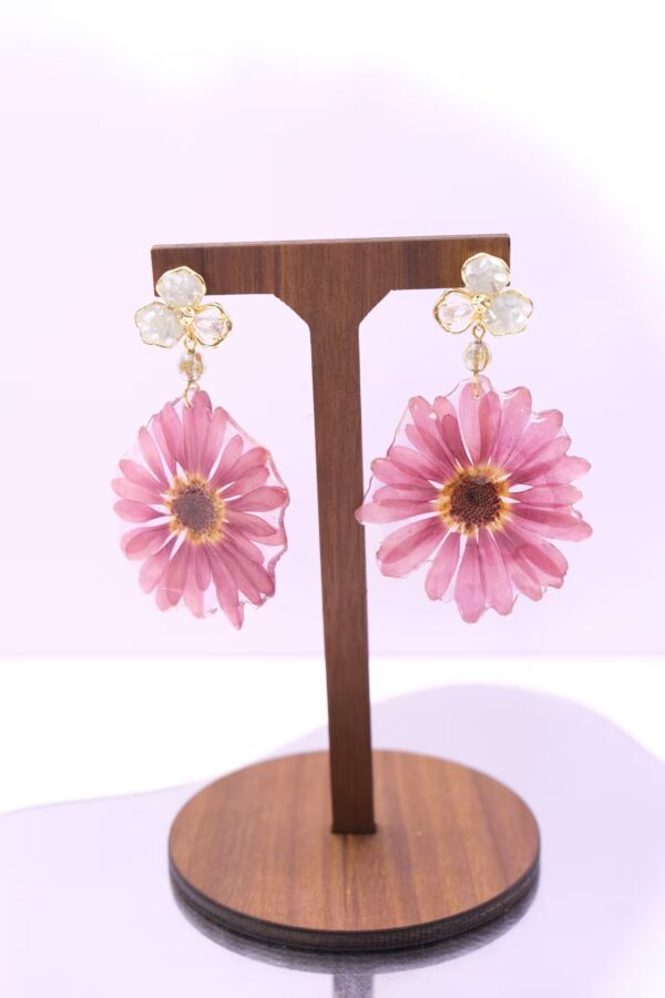 Handmade 925 Sterling Silver Earrings with Real Pressed Dried Flowers