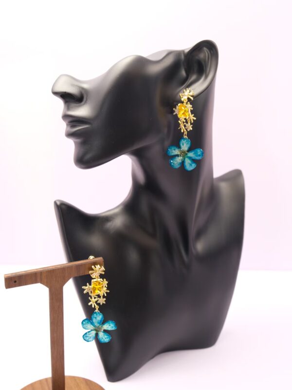 Handmade 925 Sterling Silver Earrings with Real Blue Petals