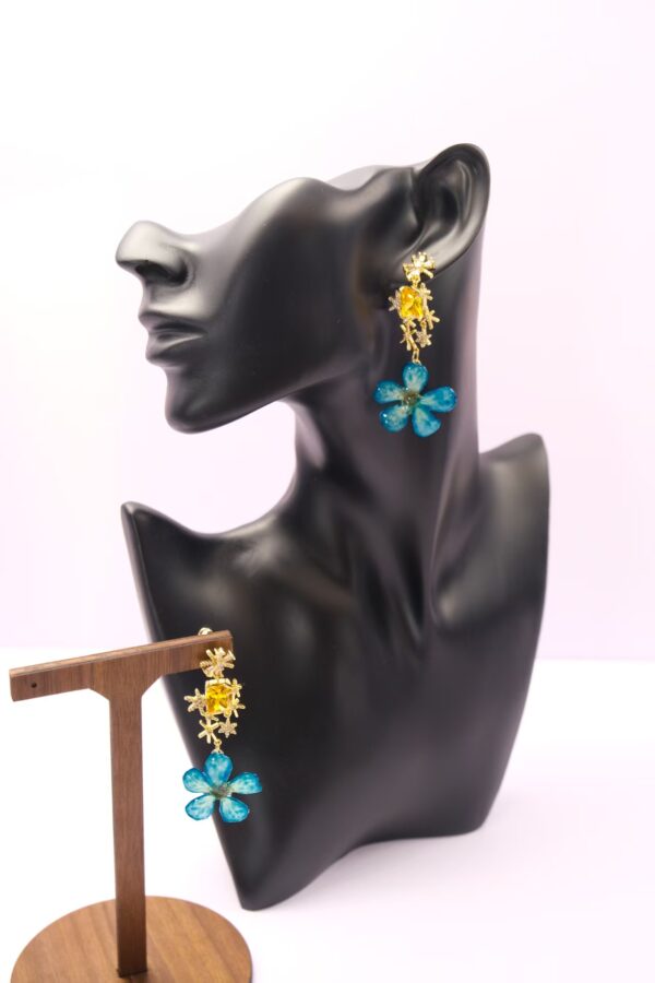 Handmade 925 Sterling Silver Earrings with Real Blue Petals