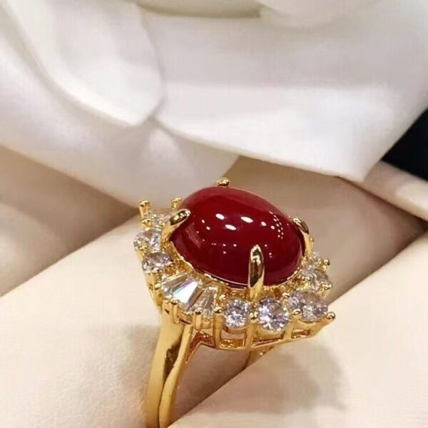 Customized  18K  Red coral ring