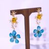 Handmade 925 Sterling Silver Earrings with Real Blue Petals