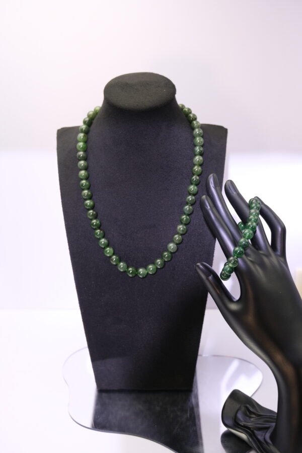 非洲翠和田玉项链&绿草莓晶手串套装