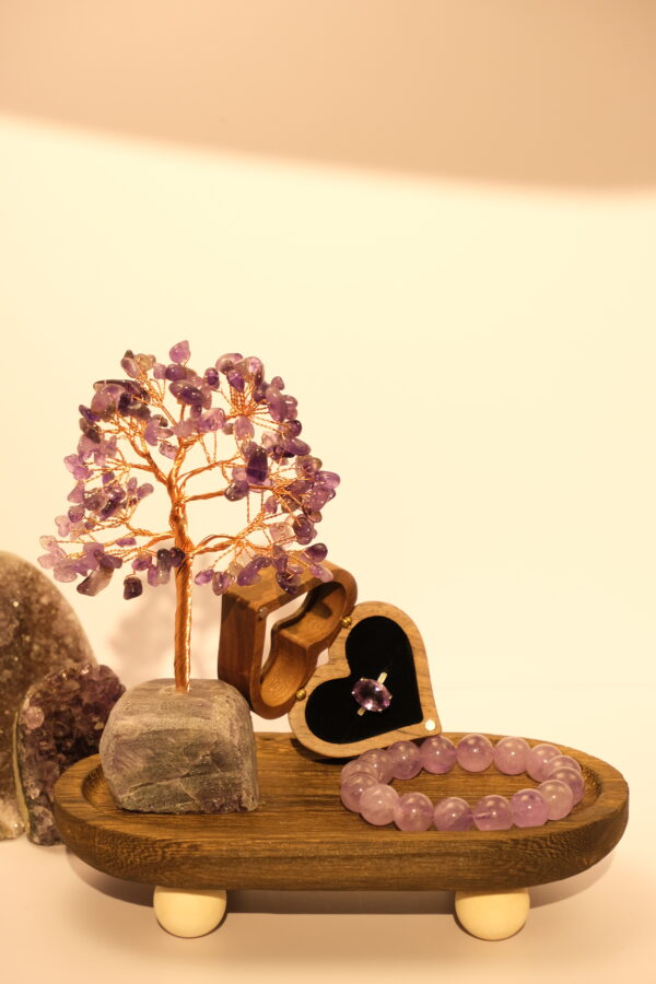 Amethyst Original Stone Wealth Tree Ornament Set