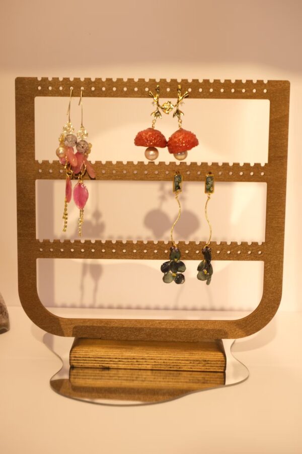 木质耳环架三层