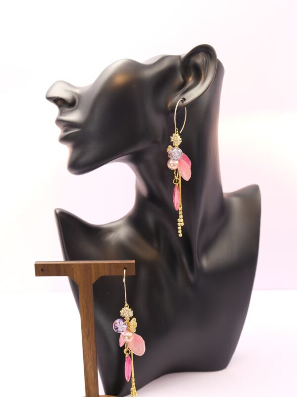 Handmade 925 Sterling Silver Earrings with Real Preserved Pink Peach Blosssom Petals