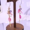 Handmade 925 Sterling Silver Earrings with Real Preserved Pink Peach Blosssom Petals