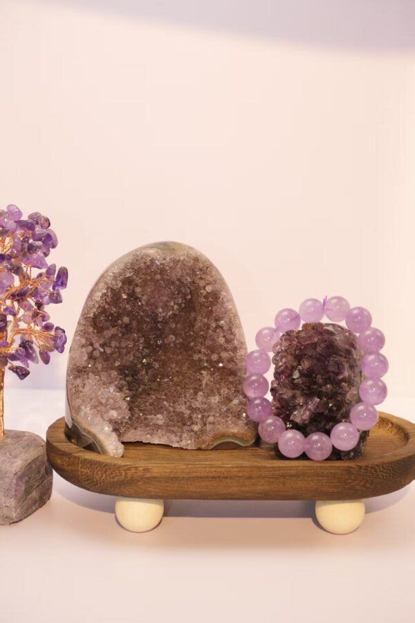 紫水晶原石两件原石摆件