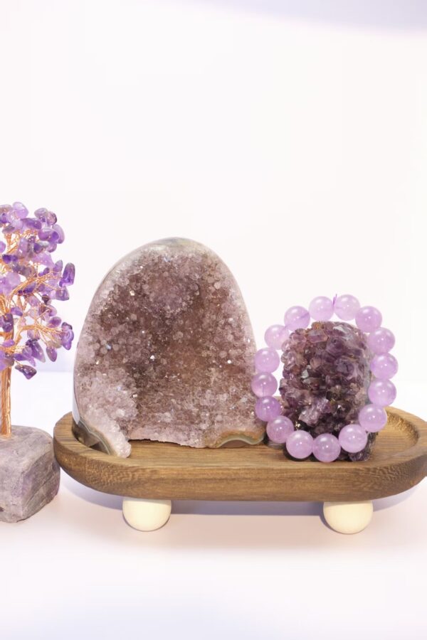 紫水晶原石两件原石摆件