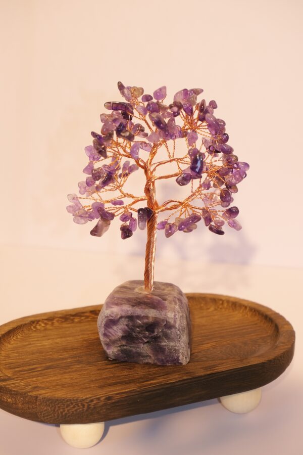 紫色水晶原石发财树