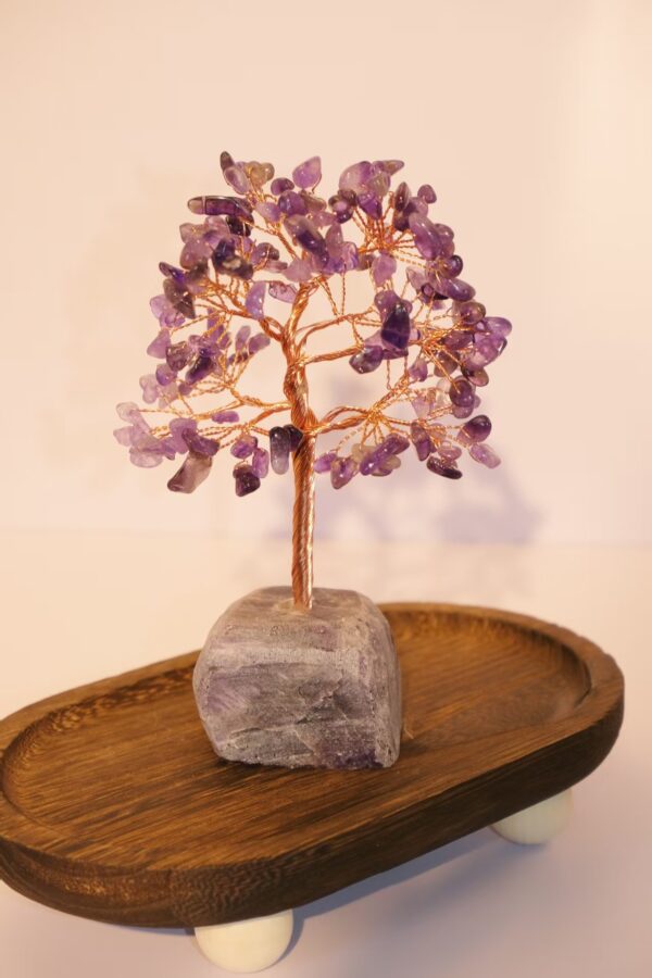 紫色水晶原石发财树