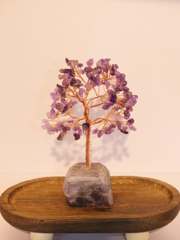 紫色水晶原石发财树