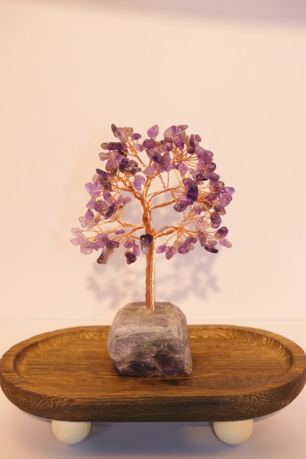 紫色水晶原石发财树