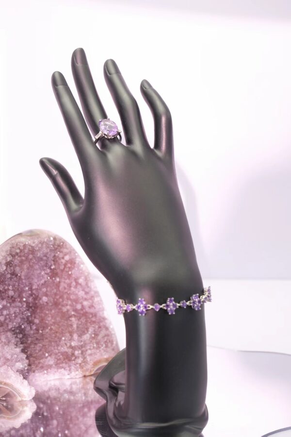 紫色彩宝戒指手链两件套套装