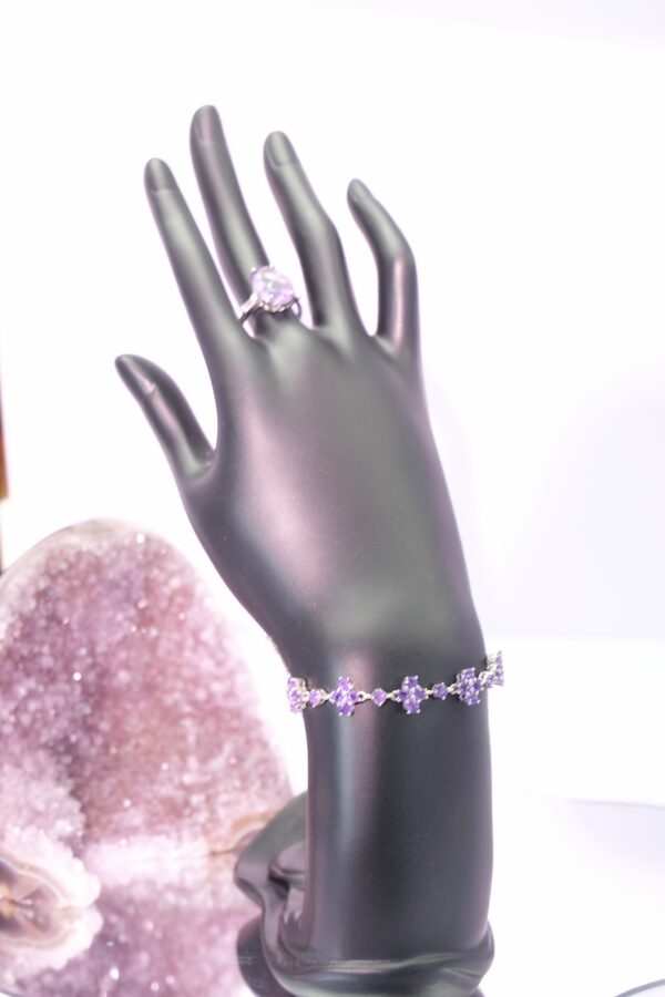 紫色彩宝戒指手链两件套套装