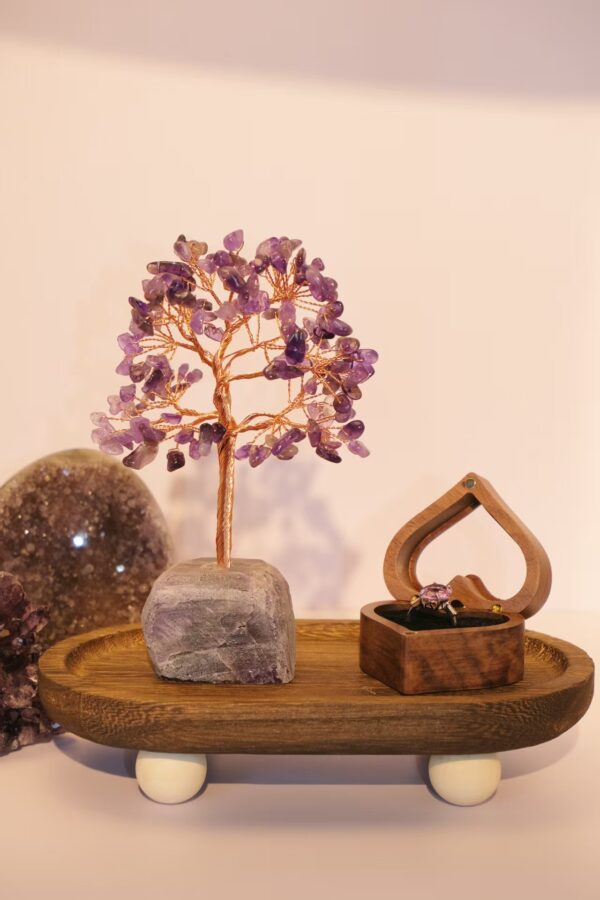 紫水晶原石发财树摆件套装