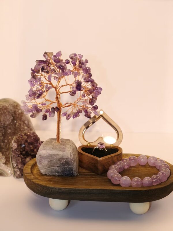 紫水晶原石发财树摆件套装
