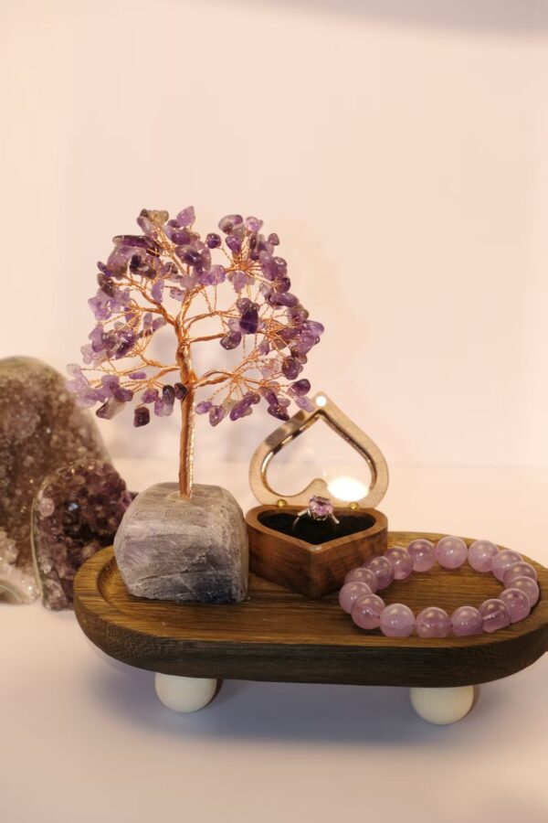 紫水晶原石发财树摆件套装
