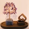 紫水晶原石发财树摆件套装