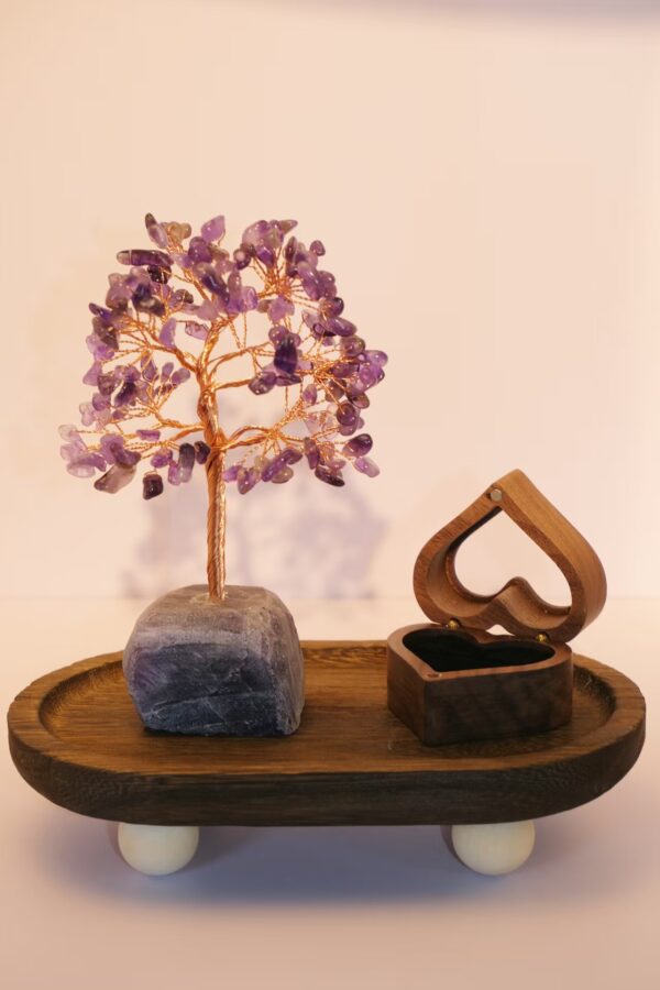 紫水晶原石发财树摆件套装