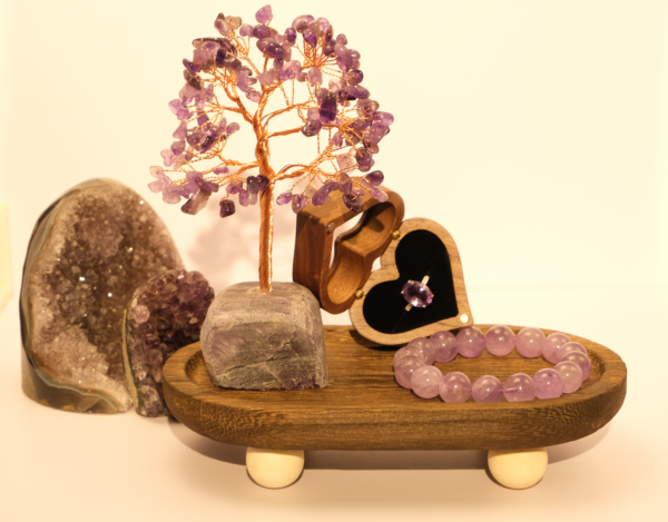 Amethyst Original Stone Wealth Tree Ornament Set