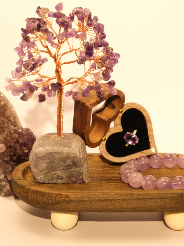 紫水晶原石发财树摆件套装