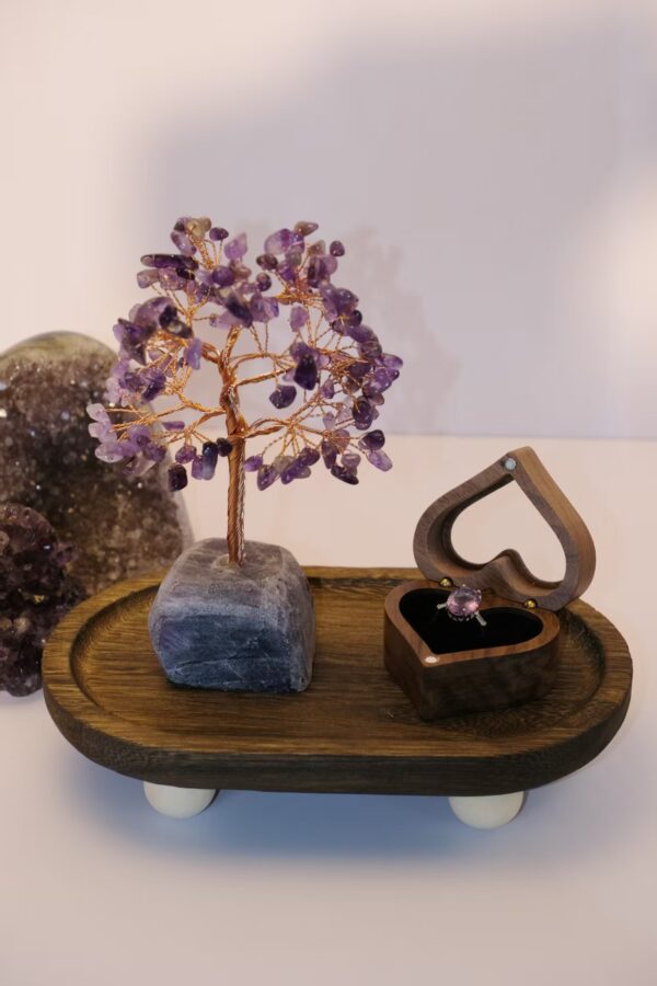 紫水晶原石发财树摆件套装