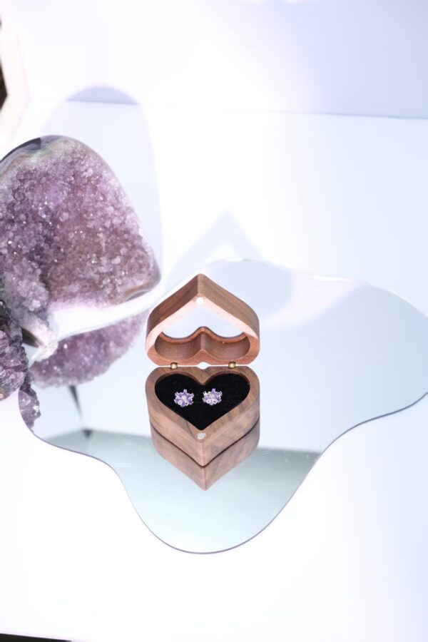 紫色水晶手链戒指耳钉套装