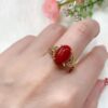 Customized Red coral ring 925 silver