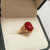 Customized Red coral ring 925 silver