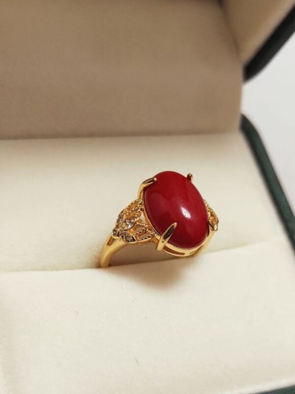 Customized Red coral ring 925 silver