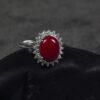 Customized Red coral ring 925 silver