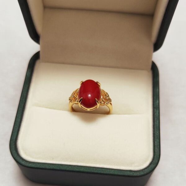 Customized Red coral ring 925 silver