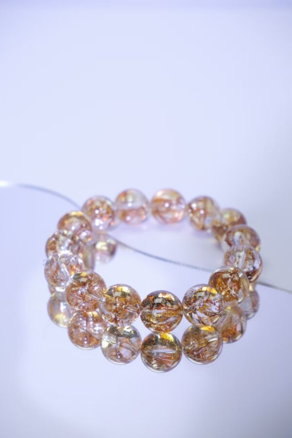 金箔胶花 手串 (4) Golden Foil in Amber Resin Bracelet