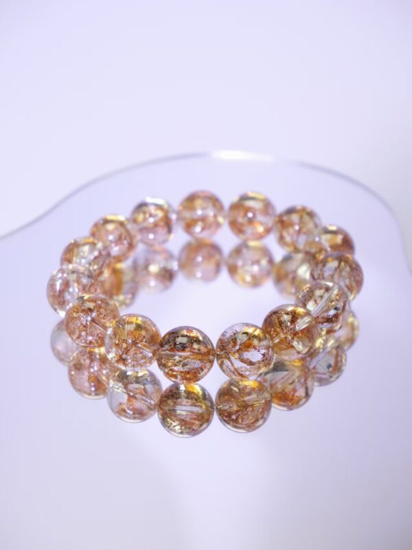 金箔胶花 手串 (7) Golden Foil in Amber Resin Bracelet