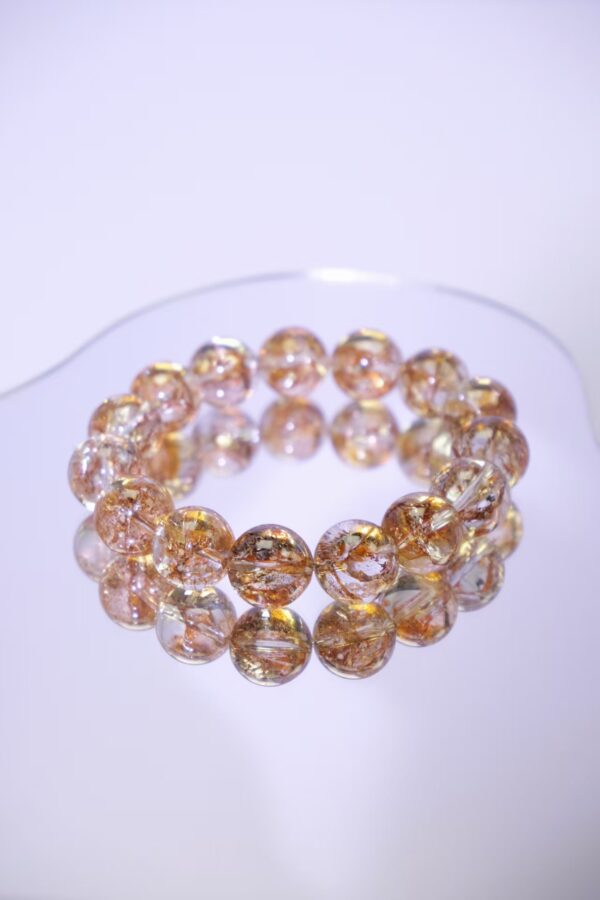 金箔胶花 手串 (7) Golden Foil in Amber Resin Bracelet