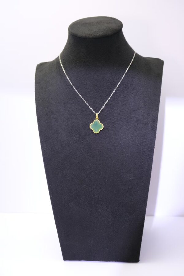 Four-Leaf  Jade Necklace with Traditional Chinese Goldsmithing