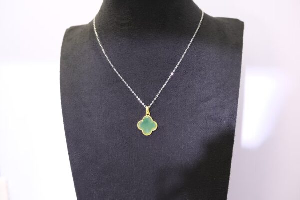 Four-Leaf  Jade Necklace with Traditional Chinese Goldsmithing