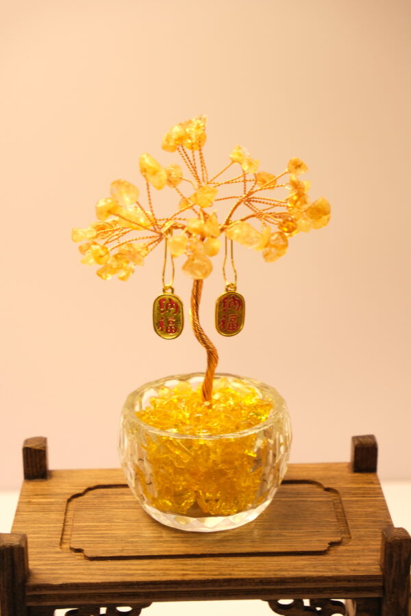 黄水晶发财树小摆件
