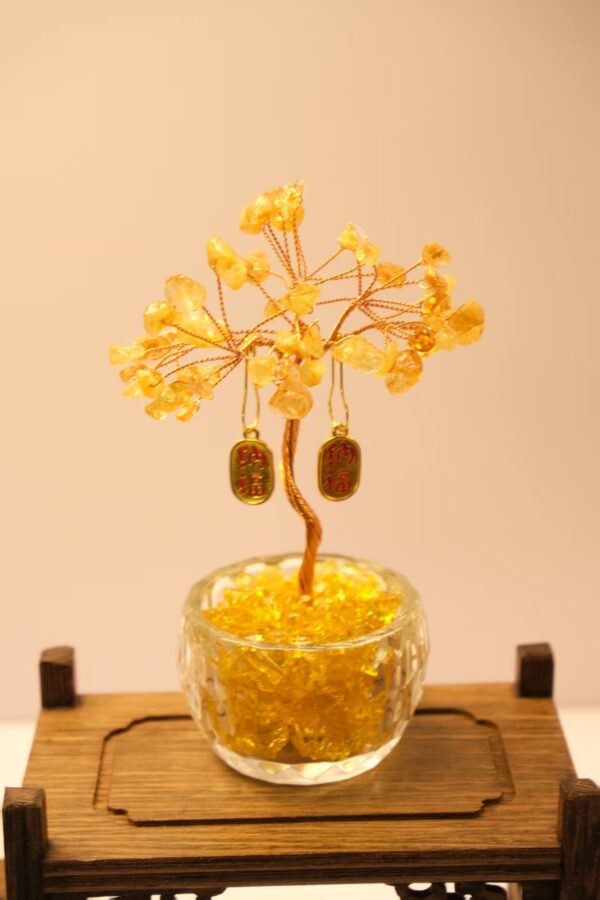 黄水晶发财树小摆件