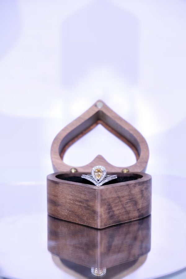 Pear-Cut Natural Citrine Ring with Diamond Halo