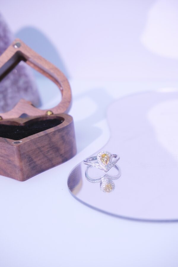 Pear-Cut Natural Citrine Ring with Diamond Halo