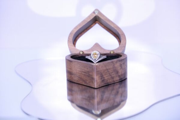 Pear-Cut Natural Citrine Ring with Diamond Halo